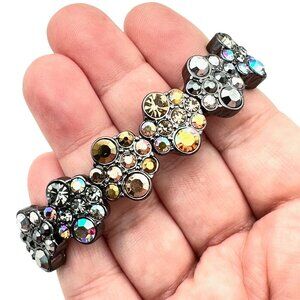 Kirks Folly Womens Bracelet Multi Color Crystal Dark Silver Tone Stretch